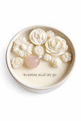 Load image into Gallery viewer, RAW DREAM AFFIRMATION CANDLE - ROSE QUARTZ, LAVENDER & LEMON MINI WHITE CANDLE