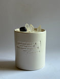 Load image into Gallery viewer, CALMING - AMETHYST & CRYSTAL QUARTZ WITH BERGAMOT & ROSEMARY SMALL WHITE CANDLE