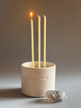 Load image into Gallery viewer, TINY RITUAL CANDLE SET WITH A RAW SMOKED QUARTZ CRYSTAL