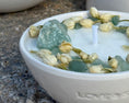 Load image into Gallery viewer, ESSENCE - GREEN AVENTURINE, SANDAL WOOD & CARDAMON SCENTED MINI WHITE CANDLE