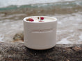 Load image into Gallery viewer, LOVE - A ROSE AND ROSE QUARTZ CRYSTAL INFUSED SCENTED WHITE TINY CANDLE
