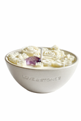 Load image into Gallery viewer, PROTECTION AFFIRMATION - A MESSAGE IN A CANDLE, AMETHYST, LEMON & ROSEMARY MINI WHITE CANDLE