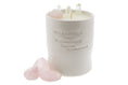 Load image into Gallery viewer, FAITH - ROSE QUARTZ & CRYSTAL QUARTZ CRYSTAL WITH PATCHOULI & LEMON SMALL WHITE CANDLE
