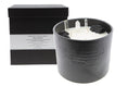 Load image into Gallery viewer, FEEL BALANCE - BLACK TOURMALINE & CRYSTAL QUARTZ CRYSTAL INFUSED BIG BLACK SCENTED CANDLE
