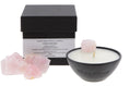 Load image into Gallery viewer, RAW DREAM - RAW ROSE QUARTZ WITH LAVENDER & LEMON MINI BLACK CANDLE