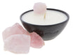Load image into Gallery viewer, RAW DREAM - RAW ROSE QUARTZ WITH LAVENDER & LEMON MINI BLACK CANDLE