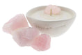 Load image into Gallery viewer, RAW DREAM - ROSE QUARTZ WITH LAVENDER & LEMON AND ORGANIC DRIED ROSES MINI WHITE CANDLE