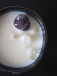 Load image into Gallery viewer, CALMING - AMETHYST & CRYSTAL QUARTZ INFUSED SCENTED CANDLE