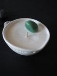 Load image into Gallery viewer, MANIFEST - GREEN AVENTURINE WITH PATCHOULI & BERGAMOT MINI WHITE CANDLE