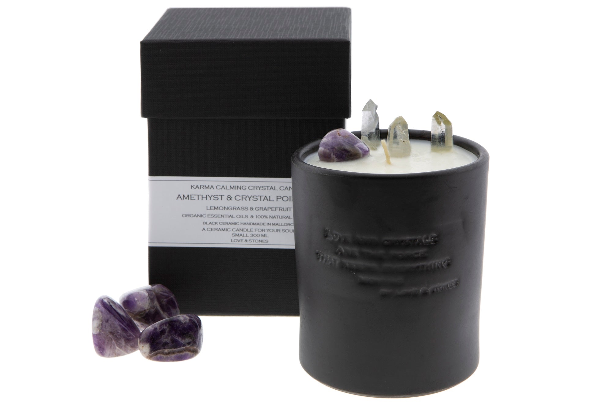 CALMING - AMETHYST & CRYSTAL QUARTZ INFUSED SCENTED CANDLE – Love