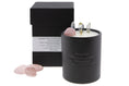 Load image into Gallery viewer, FAITH - ROSE QUARTZ AND CRYSTAL QUARTZ INFUSED SCENTED SMALL BLACK CANDLE
