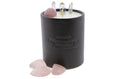 Load image into Gallery viewer, FAITH - ROSE QUARTZ AND CRYSTAL QUARTZ INFUSED SCENTED SMALL BLACK CANDLE