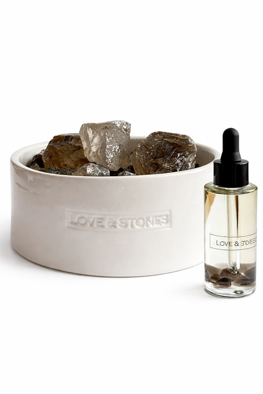 FLOW - 2 KG RAW SMOKED QUARTZ, FIG & FRANKINCENSE LARGE WHITE DIFFUSER