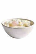 Load image into Gallery viewer, RAW DREAM AFFIRMATION CANDLE - ROSE QUARTZ, LAVENDER & LEMON MINI WHITE CANDLE
