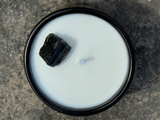 HEAL - BLACK TOURMALINE WITH LEMONGRASS & PATCHOULI BLACK TINY CANDLE