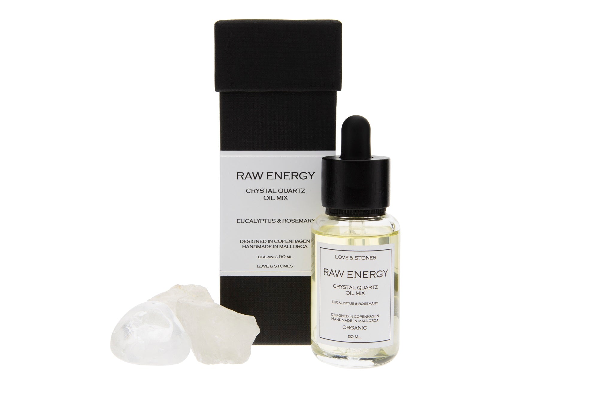 RAW ENERGY  - CRYSTAL QUARTZ CRYSTAL INFUSED ORGANIC ESSENTIAL 50 ML OIL BLEND