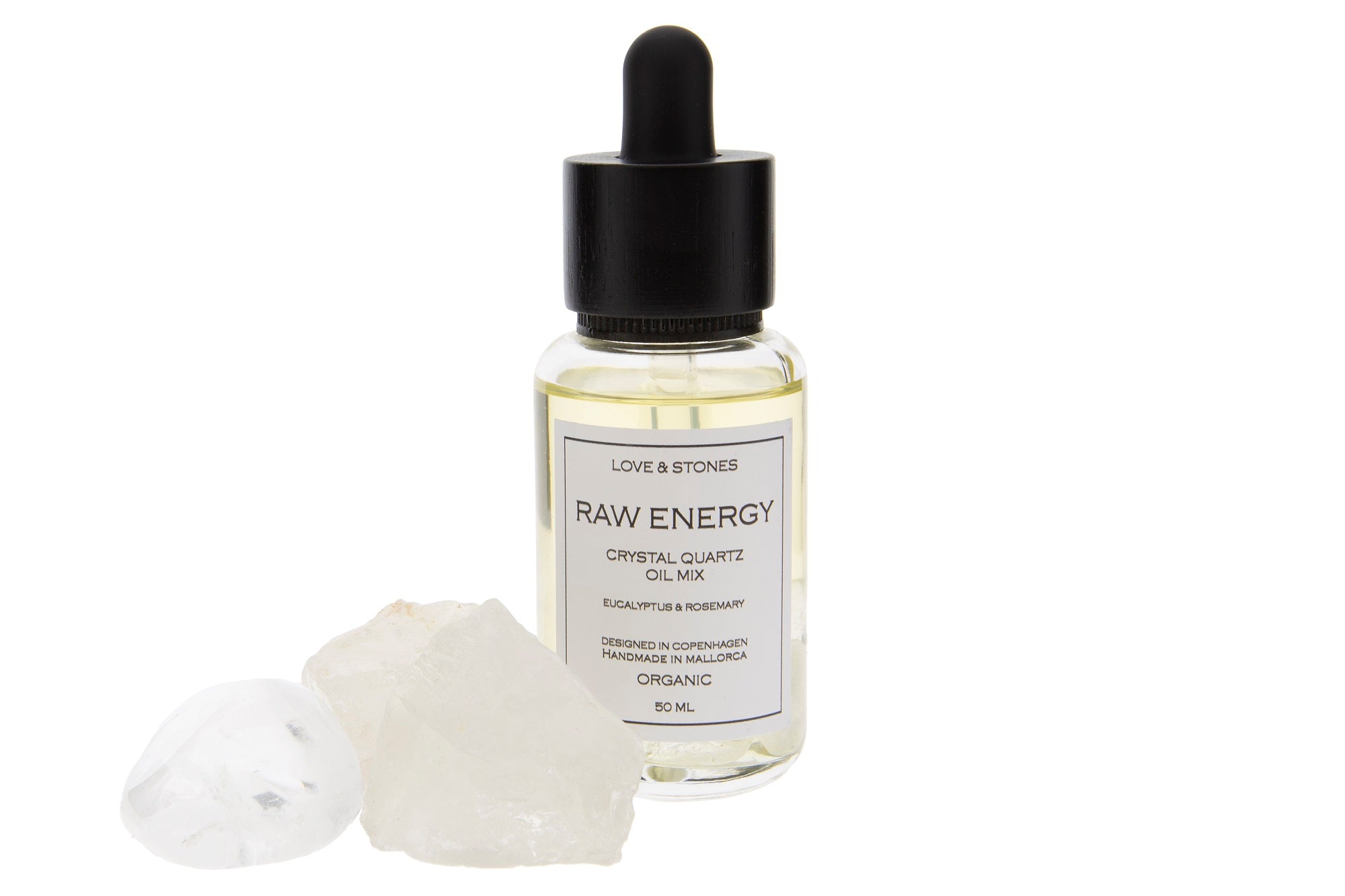 RAW ENERGY  - CRYSTAL QUARTZ CRYSTAL INFUSED ORGANIC ESSENTIAL 50 ML OIL BLEND