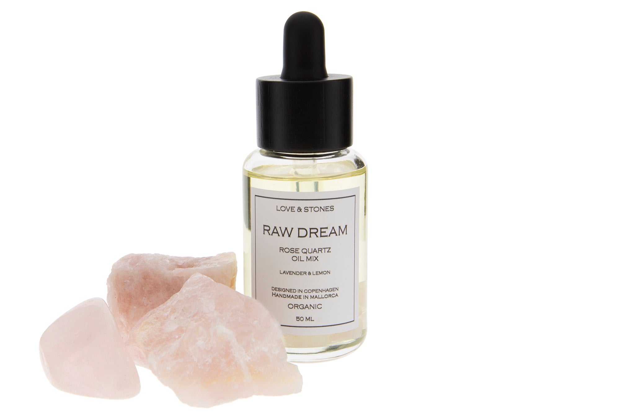 RAW DREAM  - ROSE QUARTZ CRYSTAL INFUSED ORGANIC ESSENTIAL 50 ML OIL BLEND