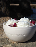 Load image into Gallery viewer, SERENITY - ROSE QUARTZ INFUSED SCENTED WITH ORGANIC ROSE BUDS PETIT WHITE CERAMIC CANDLE
