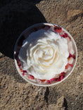 Load image into Gallery viewer, SERENITY - ROSE QUARTZ INFUSED SCENTED WITH ORGANIC ROSE BUDS WHITE MINI CERAMIC CANDLE
