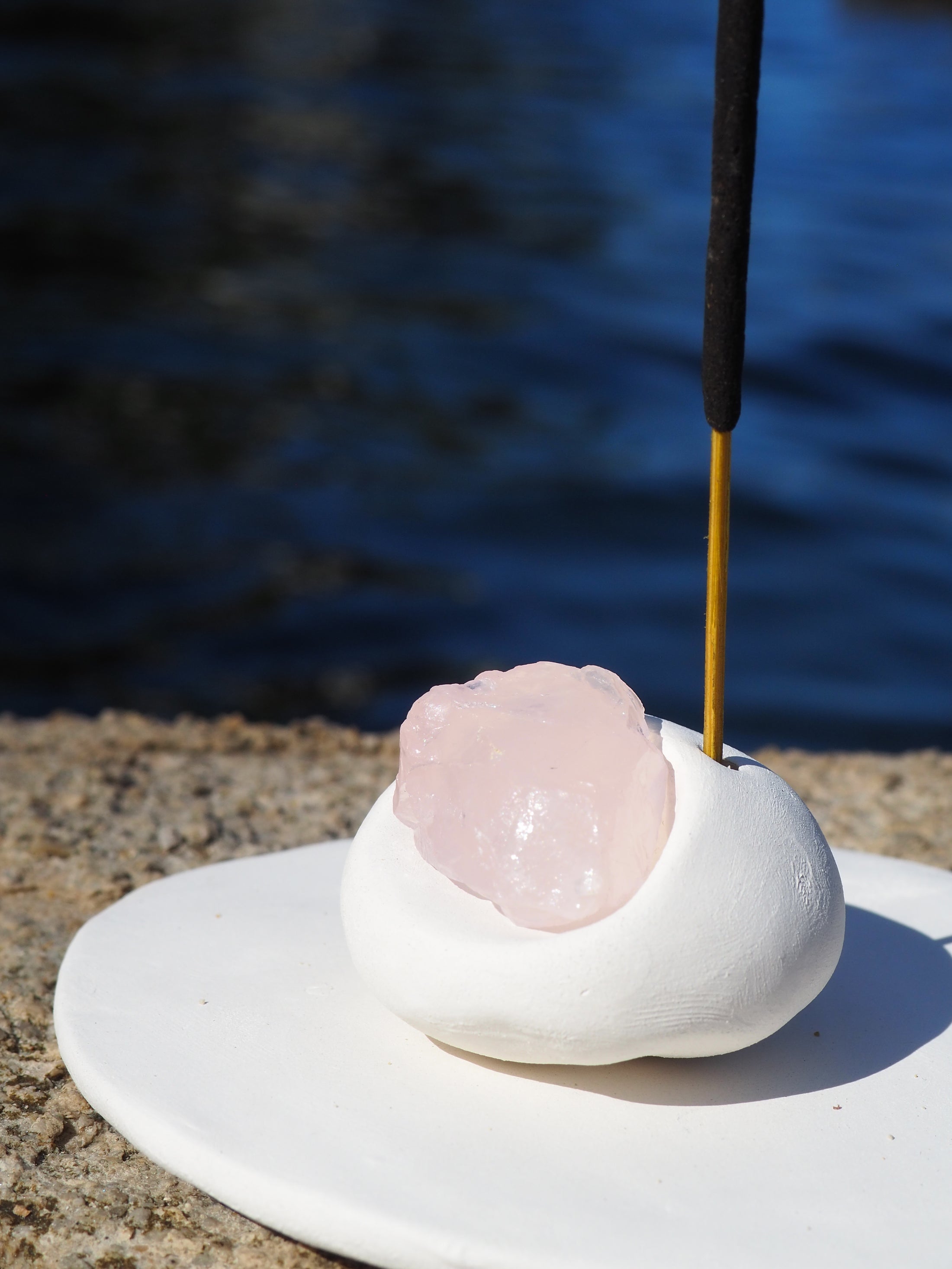 LIFE BY HAND ROSE QUARTZ CRYSTAL INCENSE BURNER SET