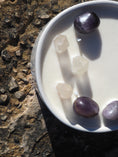 Load image into Gallery viewer, CALMING - AMETHYST AND CRYSTAL QUARTZ INFUSED SCENTED LARGE WHITE CANDLE
