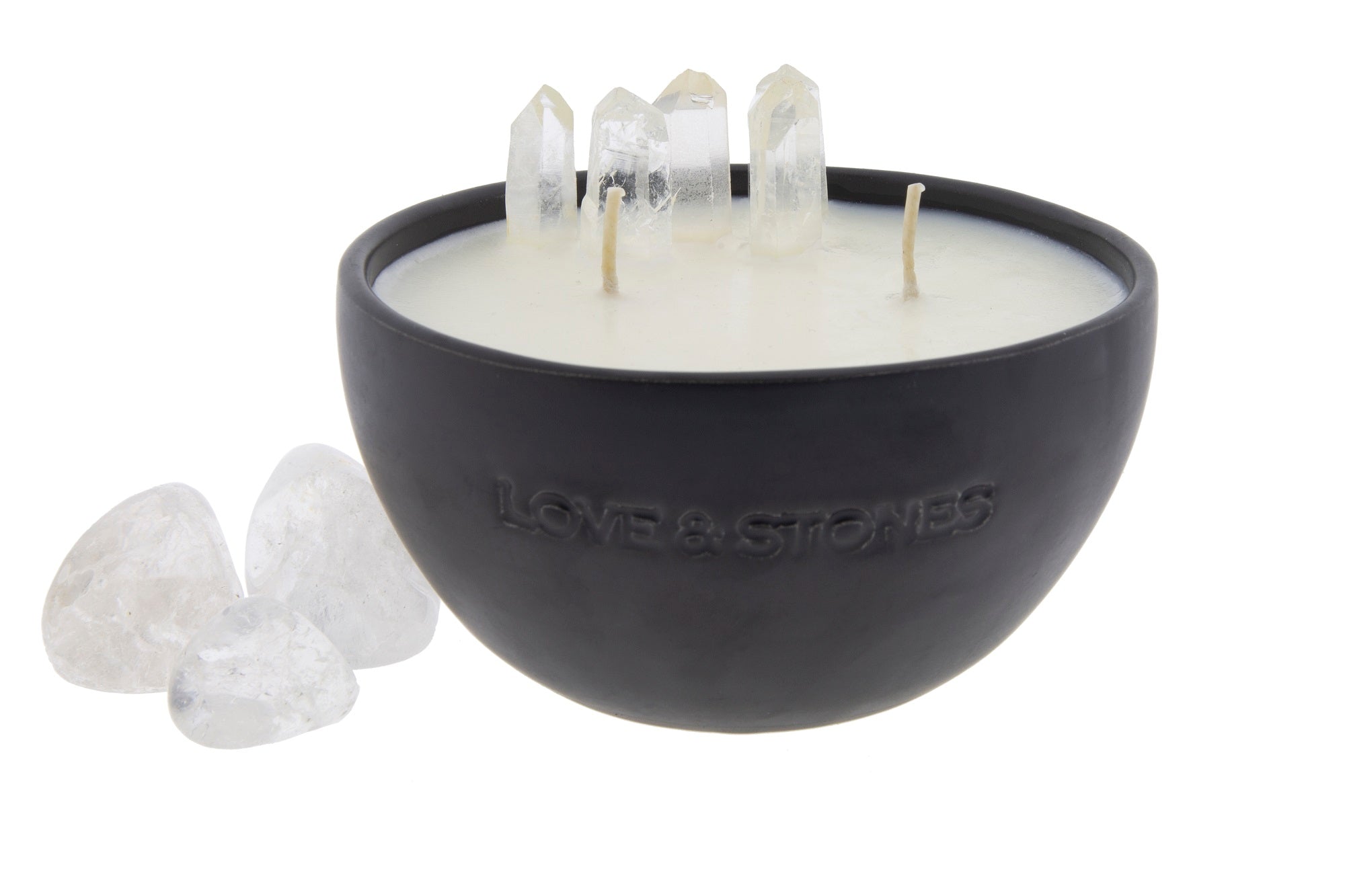 ENERGY - CRYSTAL QUARTZ POINTER INFUSED PETIT BLACK CANDLE