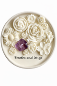 Load image into Gallery viewer, PROTECTION AFFIRMATION - A MESSAGE IN A CANDLE, AMETHYST, LEMON & ROSEMARY MINI WHITE CANDLE
