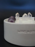 Load image into Gallery viewer, CALMING - AMETHYST AND CRYSTAL QUARTZ INFUSED SCENTED LARGE WHITE CANDLE
