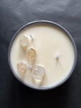 Load image into Gallery viewer, CLARITY - CRYSTAL QUARYZ INFUSED SCENTED PETIT GREY CERAMIC CANDLE
