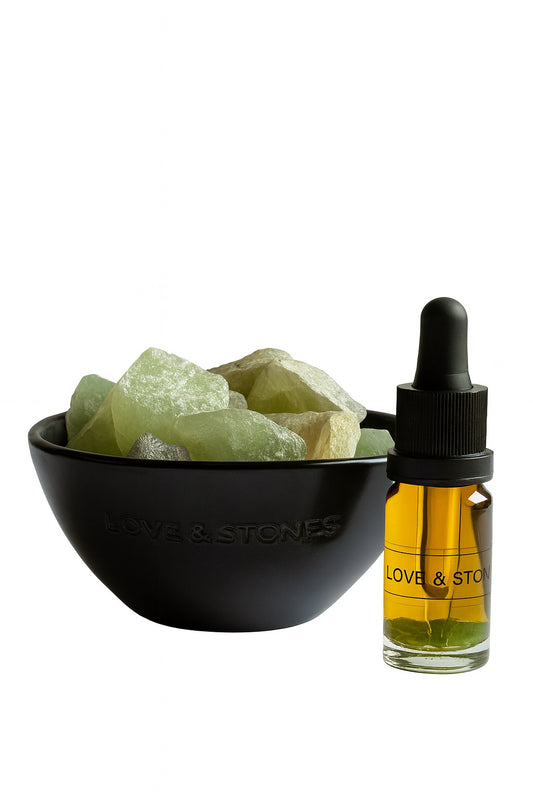 BREATHE - SCENTED ENERGY RAW JADE STONE MINI BLACK DIFFUSER