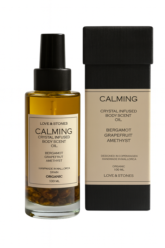CALMING BODY OIL - AMETHYST CRYSTAL BERGAMOT & GRAPEFRUIT SCENTED BODY OIL