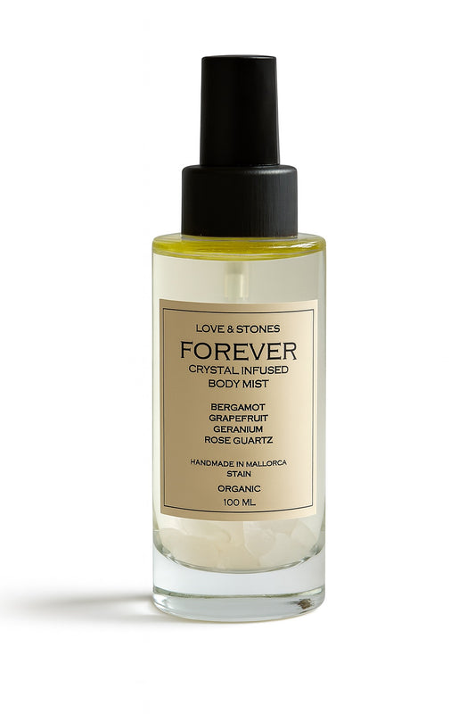 FOREVER  - ROSE QUARTZ CRYSTAL, BERGAMOT, GRAPEFRUIT & GERANIUM, SCENTED BODY MIST