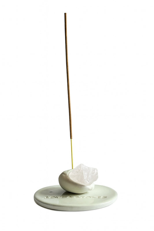 LIFE BY HAND ROSE QUARTZ CRYSTAL INCENSE BURNER SET
