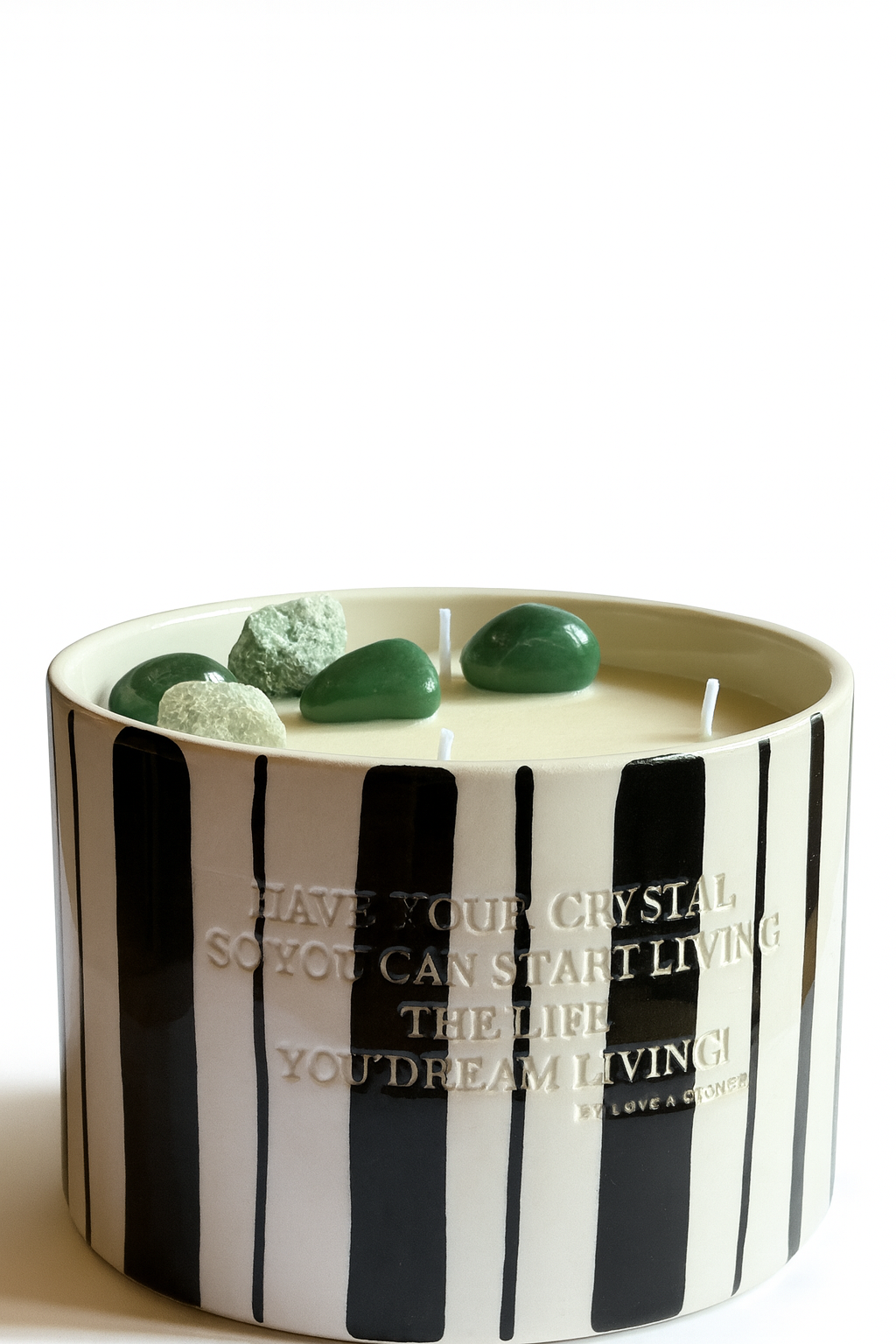 MANIFEST - GREEN AVENTURINE WITH PATCHOULI & BERGAMOT BIG STRIP CANDLE