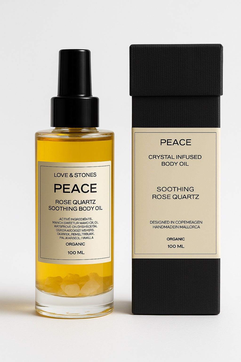 PEACE  - ROSE QUARTZ CRYSTAL INFUSED SOOTHING ORGANIC BODY OIL