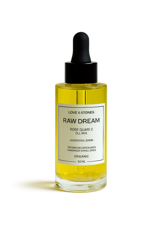 RAW DREAM  - ROSE QUARTZ CRYSTAL INFUSED ORGANIC ESSENTIAL 50 ML OIL BLEND