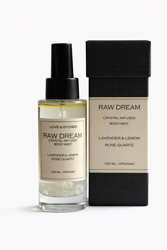 RAW DREAM - ROSE QUARTZ, LAVENDER & LEMON SCENTED BODY MIST