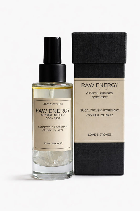 RAW ENERGY - CRYSTAL QUARTZ, EUCALYPTUS & ROSEMARY SCENTED BODY MIST