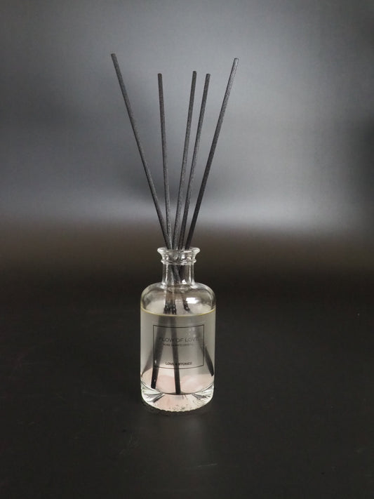 FLOW OF LOVE - ROSE QUARTZ INFUSED SCENTED SMALL REED 100 ML BOTTLE DIFFUSER