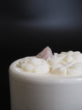 Load image into Gallery viewer, FLOW OF LOVE - ROSE QUARTZ INFUSED SCENTED TINY WHITE CANDLE
