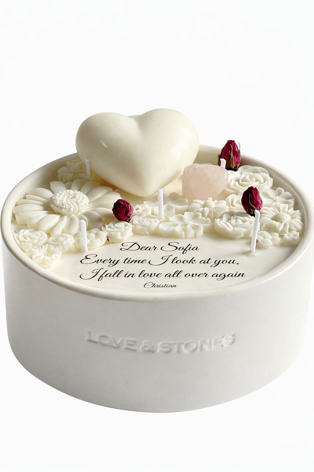 A MESSAGE OF LOVE. - WITH YOUR OWN WORDS WHITE LARGE CANDLE 1200 ml
