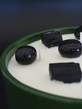 Load image into Gallery viewer, HEAL - BLACK TOURMALINE CRYSTAL  INFUSED SCENTED BIG GREEN CANDLE
