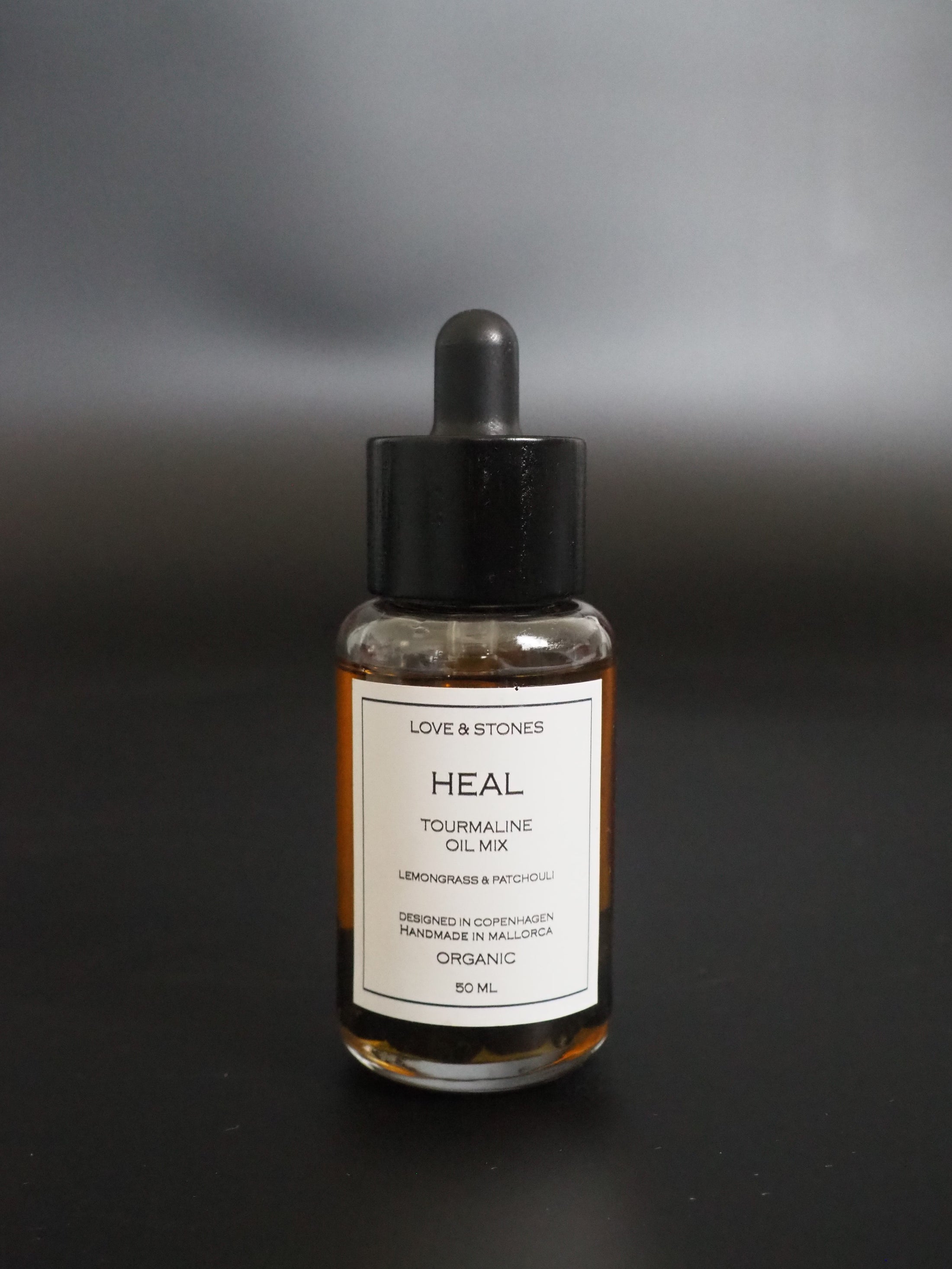 HEAL - BLACK TOURMALINE CRYSTAL INFUSED ORGANIC ESSENTIAL 50 ML OIL BLEND