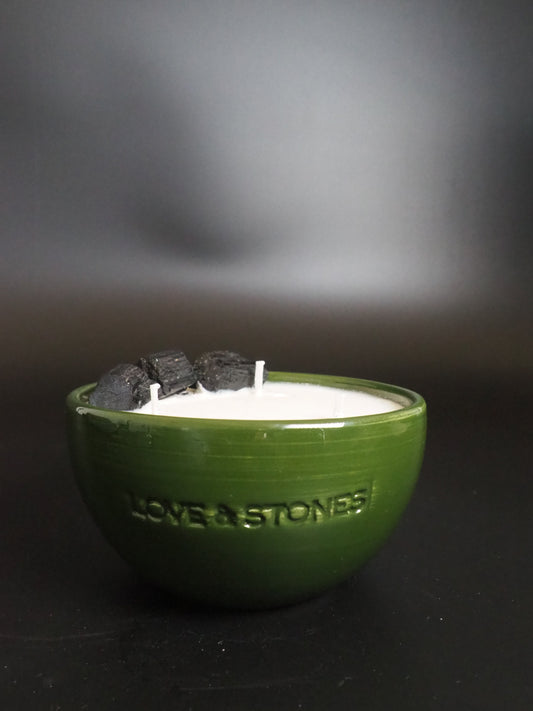 HEAL - BLACK TOURMALINE CRYSTAL INFUSED SCENTED PETIT GREEN CANDLE