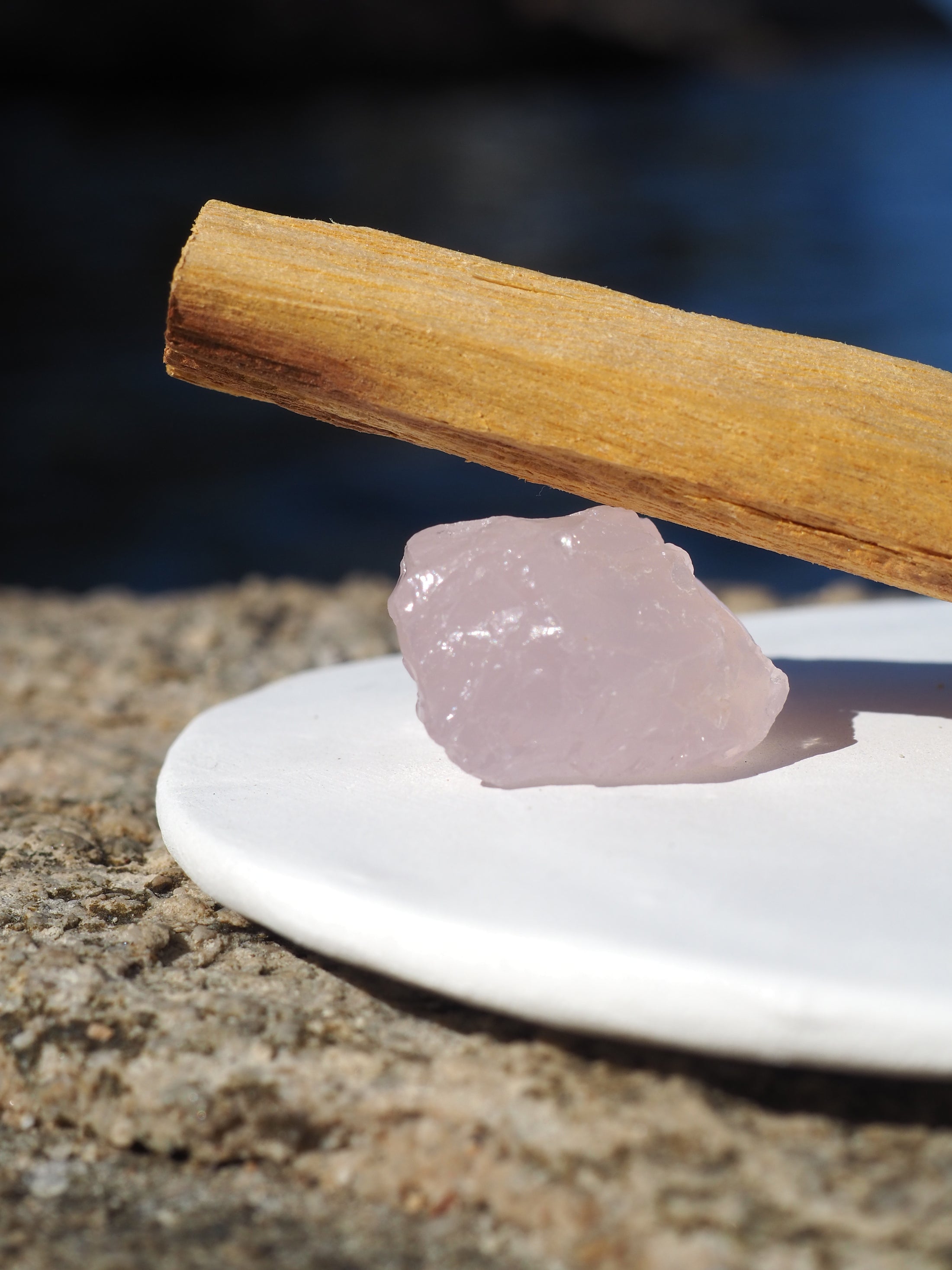 LIFE BY HAND ROSE QUARTZ CRYSTAL PALO SANTO BURNER SET