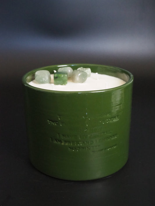 MANIFEST - AVENTURINE CRYSTAL INFUSED SCENTED GREEN BIG CANDLE