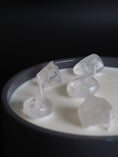 Load image into Gallery viewer, RAW ENERGY  - CRYSTAL QUARTZ CRYSTAL INFUSED SCENTED BIG GREY CANDLE
