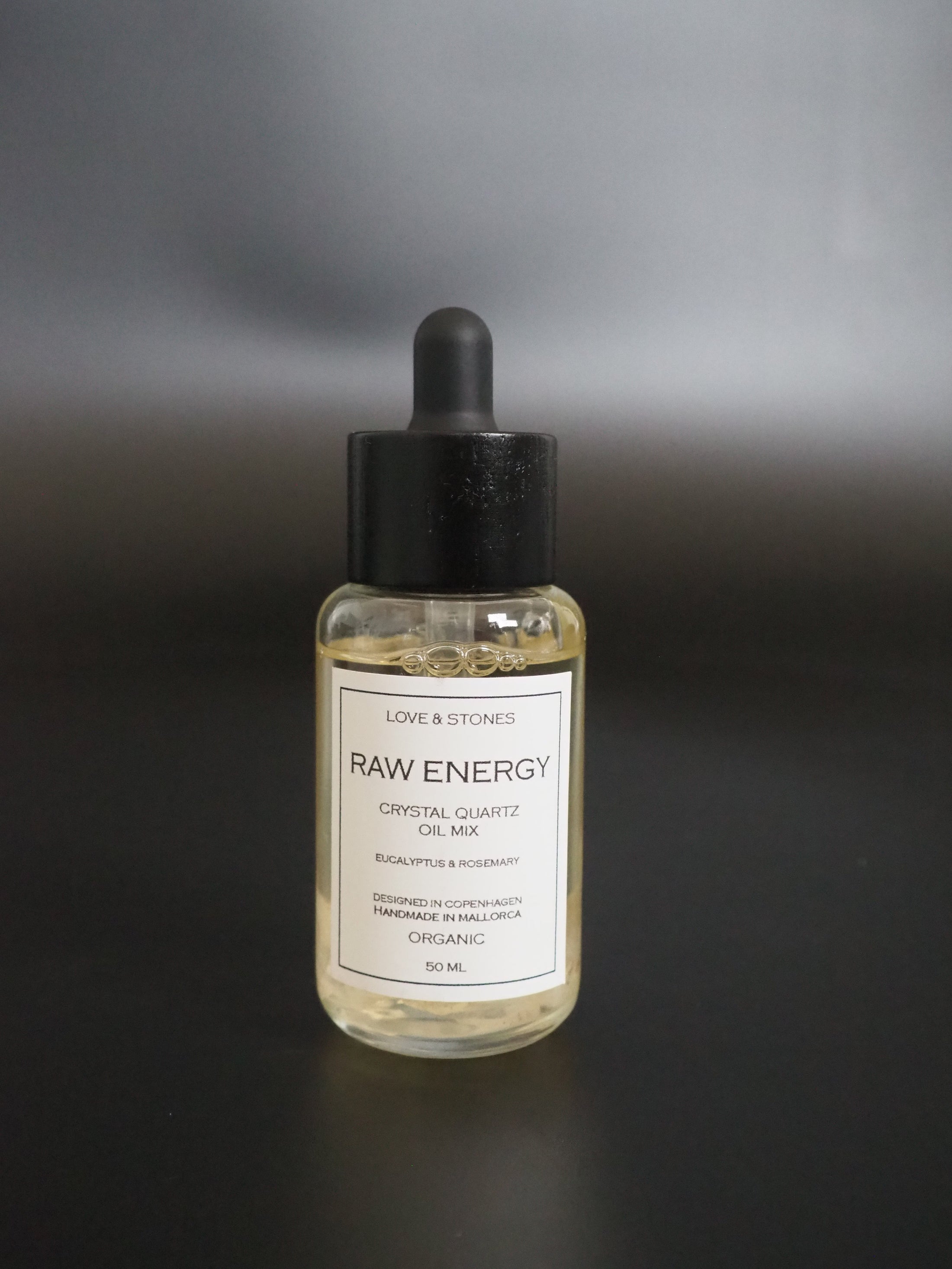 RAW ENERGY  - CRYSTAL QUARTZ CRYSTAL INFUSED ORGANIC ESSENTIAL 50 ML OIL BLEND