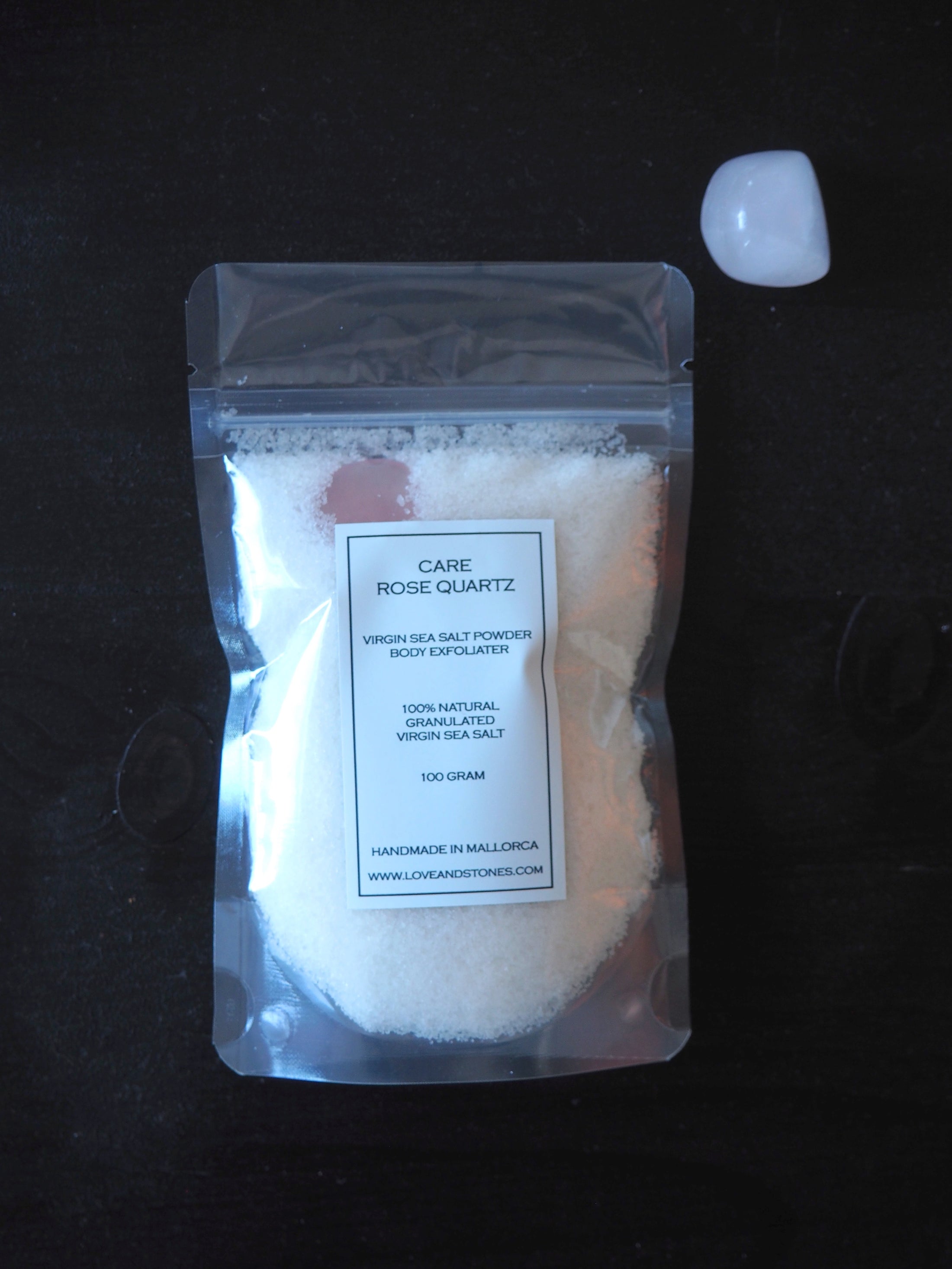 CARE  - ROSE QUARTZ CRYSTAL INFUSED SEA SALT BODY EXFOLIATER SET